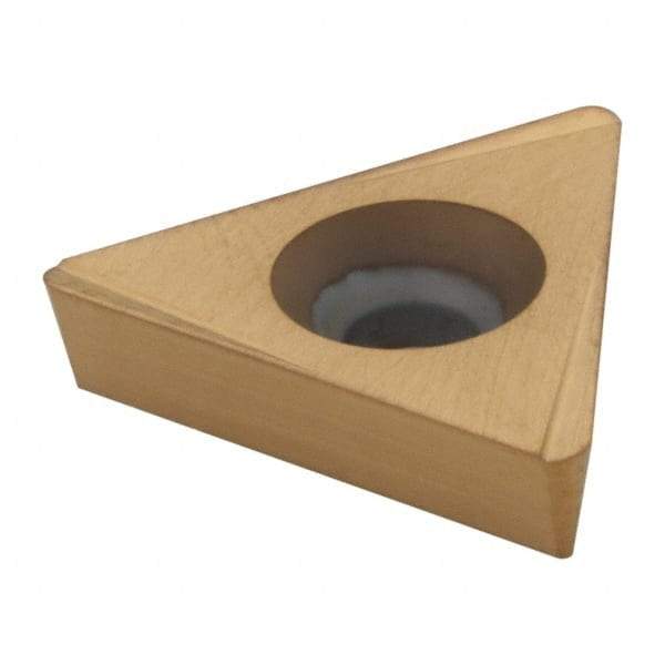 Hertel - TPCG322 Grade HP520B Carbide Boring Insert - TiN Finish, 60° Triangle, 11° Relief Angle, 3/8" Inscr Circle, 1/8" Thick, 1/32" Corner Radius - Exact Tool & Supply