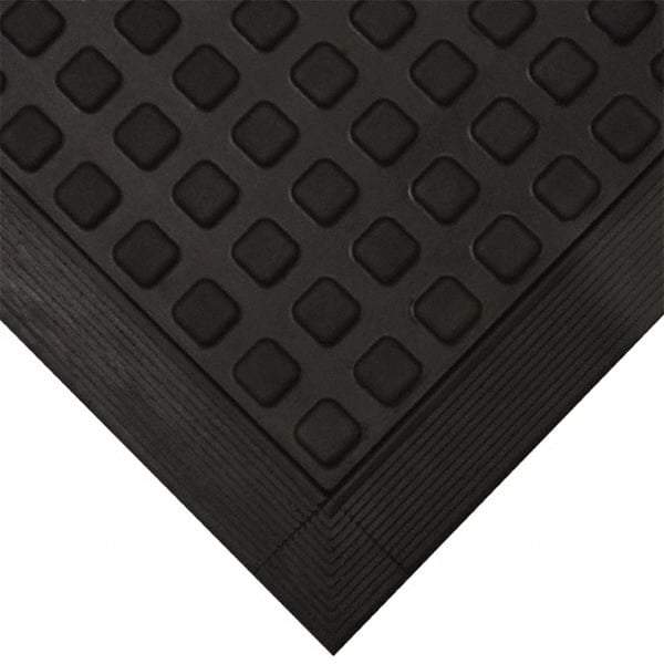 Wearwell - 5' Long x 2' Wide x 5/8" Thick, Anti-Fatigue Modular Matting Tiles - 1 Interlocking Side, Black, For Dry Areas, Series 502 - Exact Tool & Supply
