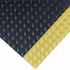 Wearwell - 75 Ft. Long x 3 Ft. Wide x 1/4 Inch Thick, Vinyl, Diamond Plate Surface Switchboard Matting - 30,000 V Max Dielectric Strength, 17,000 V Max Recommended Use, Black with Yellow Borders - Exact Tool & Supply