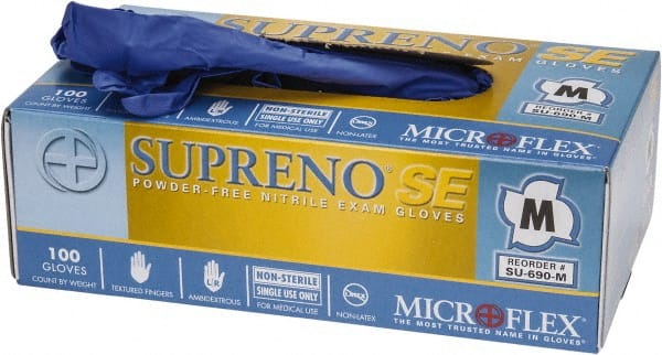 Microflex - Size M, 4 mil, Medical Grade, Powder Free Nitrile Disposable Gloves - Exact Tool & Supply