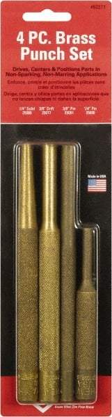 Mayhew - 4 Piece Drift, Pin, Starter Punch Set - 1/4 to 3/8" Round Shank, Comes in Pouch - Exact Tool & Supply