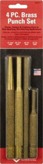 Mayhew - 4 Piece Drift, Pin, Starter Punch Set - 1/4 to 3/8" Round Shank, Comes in Pouch - Exact Tool & Supply