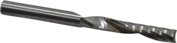 Onsrud - 1/4" Cutting Diam x 1-1/2" Length of Cut, 1 Flute, Upcut Spiral Router Bit - Uncoated, Right Hand Cut, Solid Carbide, 3" OAL x 1/4" Shank Diam, Single Edge, 21° Helix Angle - Exact Tool & Supply