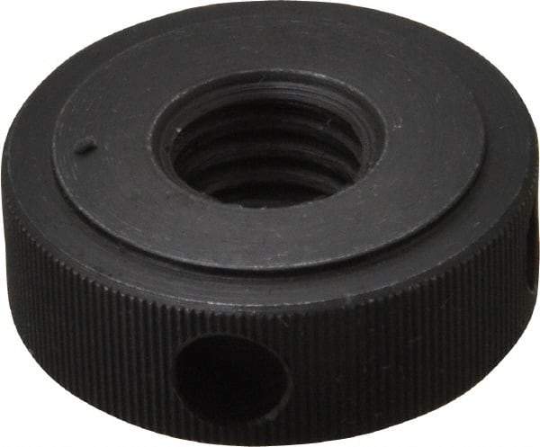 Gibraltar - 1/2-13" UNC Thread, Black Oxide Finish, Steel Round Knurled Check Nut - 7/16" Overall Height, 1-1/4" Head Diam, 1" Base Diam - Exact Tool & Supply