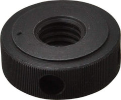Gibraltar - 1/2-13" UNC Thread, Black Oxide Finish, Steel Round Knurled Check Nut - 7/16" Overall Height, 1-1/4" Head Diam, 1" Base Diam - Exact Tool & Supply