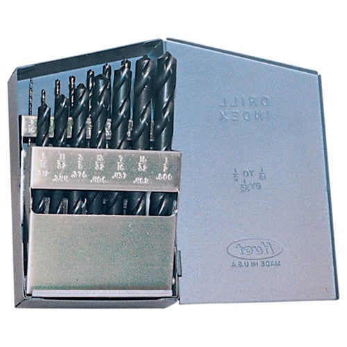 ‎1/16-1/2 RHS / RHC HSS 135 Degree Split Point Heavy Duty Jobber Length Drill Set - Steam Oxide - Exact Tool & Supply