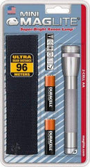 Mag-Lite - Krypton Bulb, 14 Lumens, Mini Flashlight - Gray Aluminum Body, 2 AA Alkaline Batteries Included - Exact Tool & Supply