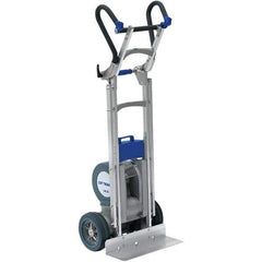 Wesco Industrial Products - 725 Lb Capacity 47" OAH Stair Climbing Battery Powered Hand Truck - Ergonomic Dual Grip Handle, Aluminum, Microcellular Wheels - Exact Tool & Supply