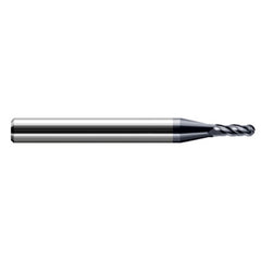 ‎0.039″ Dia. × 1/8″ Shank × 0.058″ DOC × 1-1/2″ OAL, Carbide AlTiN, Stub|Standard , 4 Flute, Ballnose End Mill - Exact Tool & Supply