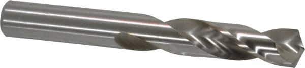 Cleveland - 7/16" 135° Spiral Flute High Speed Steel Screw Machine Drill Bit - Bright Finish, Right Hand Cut, 2-1/16" Flute Length, 3-7/16" OAL, Split Point, Straight Shank - Exact Tool & Supply