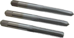 Made in USA - 1/4-20 UNC, 4 Flute, Bottoming, Plug & Taper, Chrome Finish, High Speed Steel Tap Set - Right Hand Cut, 2-1/2" OAL, 1" Thread Length, 2B/3B Class of Fit - Exact Tool & Supply