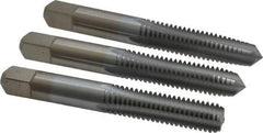 Made in USA - 3/8-16 UNC, 4 Flute, Bottoming, Plug & Taper, Chrome Finish, High Speed Steel Tap Set - Right Hand Cut, 2-15/16" OAL, 1-1/4" Thread Length, 2B/3B Class of Fit - Exact Tool & Supply