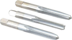 Made in USA - 5/16-18 UNC, 4 Flute, Bottoming, Plug & Taper, Chrome Finish, High Speed Steel Tap Set - Right Hand Cut, 2-23/32" OAL, 1-1/8" Thread Length, 2B/3B Class of Fit - Exact Tool & Supply