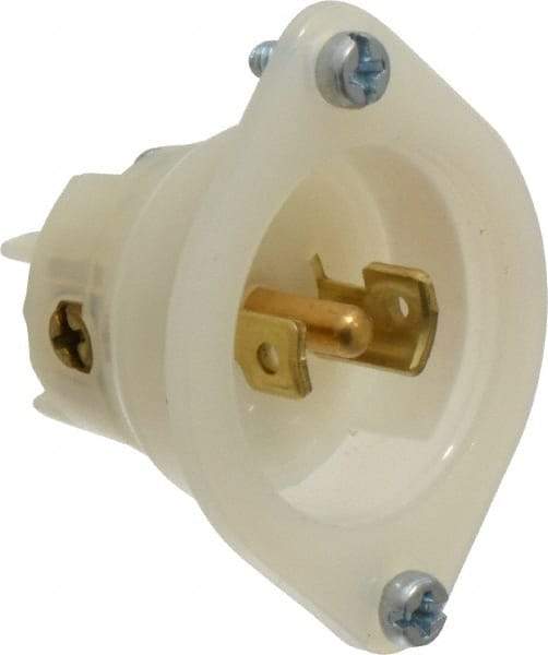 Leviton - 125/250 VAC, 15 Amp, ML-3P NEMA, Ungrounded Inlet - 3 Poles, 3 Wire, Male End, White, Steel - Exact Tool & Supply