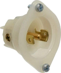 Leviton - 125/250 VAC, 15 Amp, ML-3P NEMA, Ungrounded Inlet - 3 Poles, 3 Wire, Male End, White, Steel - Exact Tool & Supply