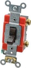 Leviton - 1 Pole, 120 to 277 VAC, 20 Amp, Industrial Grade, Toggle, Wall and Dimmer Light Switch - 1.31 Inch Wide x 4.06 Inch High - Exact Tool & Supply