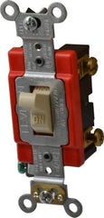 Leviton - 1 Pole, 120 to 277 VAC, 20 Amp, Industrial Grade, Toggle, Wall and Dimmer Light Switch - 1.31 Inch Wide x 4.06 Inch High - Exact Tool & Supply