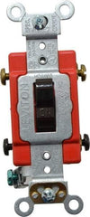 Leviton - 2 Pole, 120 to 277 VAC, 20 Amp, Industrial Grade, Toggle, Wall and Dimmer Light Switch - 1.31 Inch Wide x 4.06 Inch High - Exact Tool & Supply