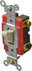 Leviton - 2 Pole, 120 to 277 VAC, 20 Amp, Industrial Grade, Toggle, Wall and Dimmer Light Switch - 1.31 Inch Wide x 4.06 Inch High - Exact Tool & Supply