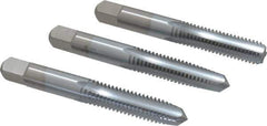 Made in USA - 3/8-16 UNC, 4 Flute, Bottoming, Plug & Taper, Chrome Finish, High Speed Steel Tap Set - Right Hand Cut, 2-15/16" OAL, 1-1/4" Thread Length, 2B/3B Class of Fit - Exact Tool & Supply