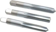 Made in USA - 3/8-24 UNF, 4 Flute, Bottoming, Plug & Taper, Chrome Finish, High Speed Steel Tap Set - Right Hand Cut, 2-15/16" OAL, 1-1/4" Thread Length, 2B/3B Class of Fit - Exact Tool & Supply