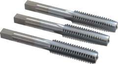 Made in USA - 7/16-14 UNC, 4 Flute, Bottoming, Plug & Taper, Chrome Finish, High Speed Steel Tap Set - Right Hand Cut, 3-5/32" OAL, 1-7/16" Thread Length, 2B/3B Class of Fit - Exact Tool & Supply
