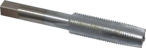 Made in USA - 1/2-20 UNF 3B 4 Flute Chrome Finish High Speed Steel Straight Flute Standard Hand Tap - Taper, Right Hand Thread, 3-3/8" OAL, 1-21/32" Thread Length, H3 Limit, Oversize - Exact Tool & Supply