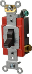 Leviton - 3 Pole, 120 to 277 VAC, 20 Amp, Industrial Grade, Toggle, Wall and Dimmer Light Switch - 1.31 Inch Wide x 4.06 Inch High - Exact Tool & Supply