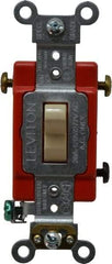 Leviton - 3 Pole, 120 to 277 VAC, 20 Amp, Industrial Grade, Toggle, Wall and Dimmer Light Switch - 1.31 Inch Wide x 4.06 Inch High - Exact Tool & Supply