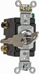 Leviton - 2 Pole, 120 to 277 VAC, 20 Amp, Industrial Grade, Key Lock, Wall and Dimmer Light Switch - 4.06 Inch High - Exact Tool & Supply