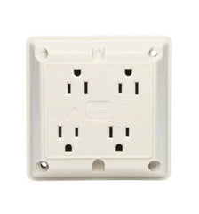 Leviton - 125 VAC, 20 Amp, 5-20R NEMA Configuration, Ivory, Specification Grade, Self Grounding Fourplex Receptacle - 1 Phase, 2 Poles, 3 Wire, Flush Mount, Chemical, Corrosion and Impact Resistant - Exact Tool & Supply