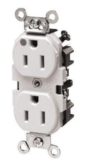 Leviton - 125 VAC/VDC, 20 Amp, 5-20R NEMA Configuration, Gray, Hospital Grade, Self Grounding Duplex Receptacle - 1 Phase, 2 Poles, 3 Wire, Flush Mount, Impact Resistant - Exact Tool & Supply