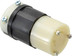 Leviton - 480 VAC, 20 Amp, L8-20R Configuration, Industrial Grade, Self Grounding Connector - 1 Phase, 2 Poles, 0.385 to 0.78 Inch Cord Diameter - Exact Tool & Supply