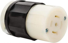 Leviton - 277/480 VAC, 20 Amp, L22-20R Configuration, Industrial Grade, Self Grounding Connector - 3 Phase, 4 Poles, 0.595 to 0.895 Inch Cord Diameter - Exact Tool & Supply