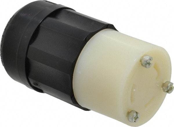 Leviton - 125 VAC, 30 Amp, L5-30R Configuration, Industrial Grade, Self Grounding Connector - 1 Phase, 2 Poles, 0.385 to 0.86 Inch Cord Diameter - Exact Tool & Supply