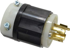Leviton - 250 VAC, 20 Amp, L15-20P Configuration, Industrial Grade, Self Grounding Plug - 3 Phase, 3 Poles, 0.595 to 0.895 Inch Cord Diameter - Exact Tool & Supply