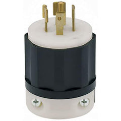 Leviton - 277/480 VAC, 20 Amp, L22-20P Configuration, Industrial Grade, Self Grounding Plug - 3 Phase, 4 Poles, 0.595 to 0.895 Inch Cord Diameter - Exact Tool & Supply