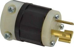 Leviton - 250 VAC, 15 Amp, L6-15P Configuration, Industrial Grade, Self Grounding Plug - 1 Phase, 2 Poles, 0.245 to 0.7 Inch Cord Diameter - Exact Tool & Supply