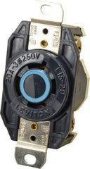 Leviton - 250 VAC, 20 Amp, L15-20R NEMA, Self Grounding Receptacle - 3 Poles, 4 Wire, Female End, Black - Exact Tool & Supply