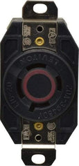 Leviton - 480 VAC, 20 Amp, L16-20R NEMA, Self Grounding Receptacle - 3 Poles, 4 Wire, Female End, Black - Exact Tool & Supply