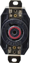 Leviton - 277/480 VAC, 20 Amp, L22-20R NEMA, Self Grounding Receptacle - 4 Poles, 5 Wire, Female End, Black - Exact Tool & Supply