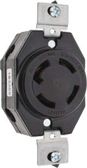 Leviton - 250 VDC, 250/600 VAC, 30 Amp, NonNEMA, Self Grounding Receptacle - 3 Poles, 4 Wire, Female End, Black - Exact Tool & Supply