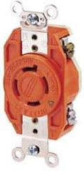Leviton - 250 VAC, 20 Amp, L6-20R NEMA Configuration, Orange, Industrial Grade, Isolated Ground Single Receptacle - 1 Phase, 2 Poles, 3 Wire, Flush Mount - Exact Tool & Supply