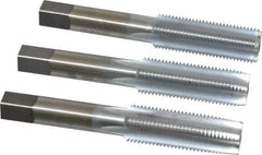 Made in USA - 9/16-18 UNF, 4 Flute, Bottoming, Plug & Taper, Chrome Finish, High Speed Steel Tap Set - Right Hand Cut, 3-19/32" OAL, 1-21/32" Thread Length, 2B/3B Class of Fit - Exact Tool & Supply