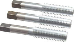 Made in USA - 5/8-11 UNC, 4 Flute, Bottoming, Plug & Taper, Chrome Finish, High Speed Steel Tap Set - Right Hand Cut, 3-13/16" OAL, 1-13/16" Thread Length, 2B/3B Class of Fit - Exact Tool & Supply
