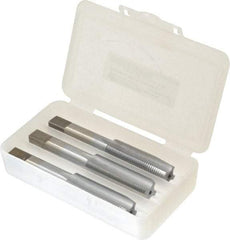 Made in USA - 5/8-18 UNF, 4 Flute, Bottoming, Plug & Taper, Chrome Finish, High Speed Steel Tap Set - Right Hand Cut, 3-13/16" OAL, 1-13/16" Thread Length, 2B/3B Class of Fit - Exact Tool & Supply