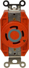 Leviton - 250 VAC, 30 Amp, L15-30R NEMA Configuration, Orange, Industrial Grade, Isolated Ground Single Receptacle - 3 Phase, 3 Poles, 4 Wire, Flush Mount - Exact Tool & Supply