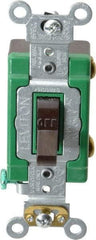 Leviton - 1 Pole, 120 to 277 VAC, 30 Amp, Industrial Grade, Toggle, Wall and Dimmer Light Switch - 1.31 Inch Wide x 4.06 Inch High - Exact Tool & Supply