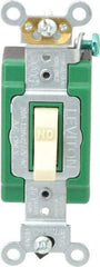 Leviton - 1 Pole, 120 to 277 VAC, 30 Amp, Industrial Grade, Toggle, Wall and Dimmer Light Switch - 1.31 Inch Wide x 4.06 Inch High - Exact Tool & Supply