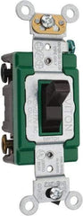 Leviton - 3 Pole, 120 to 277 VAC, 30 Amp, Industrial Grade, Toggle, Wall and Dimmer Light Switch - 1.31 Inch Wide x 4.06 Inch High - Exact Tool & Supply